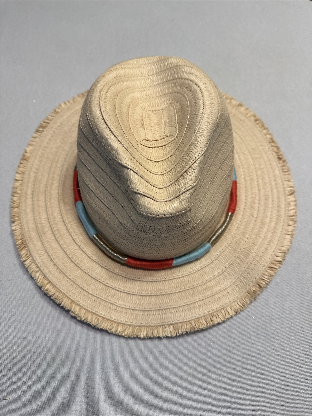 Ron John Straw Hat with Tri Color Band